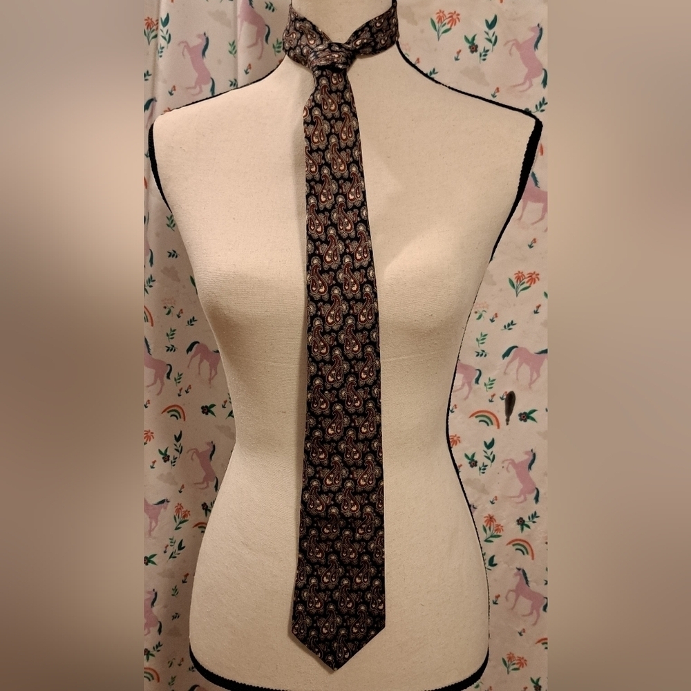 Vintage Lanvin Blue & Burgundy Paisley Silk Business Casual Work Office Tie